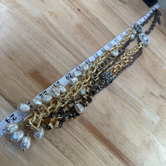 Chicos Maximal Necklace, Layered, Glam, Statement, Gold Tone & Faux Pearl, Bold - Picture 13 of 16